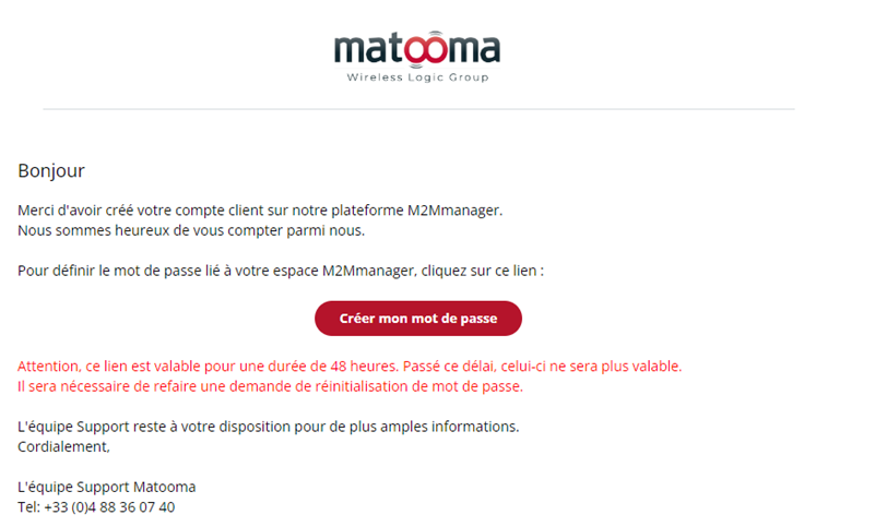 email validation de votre compte M2Mmanager